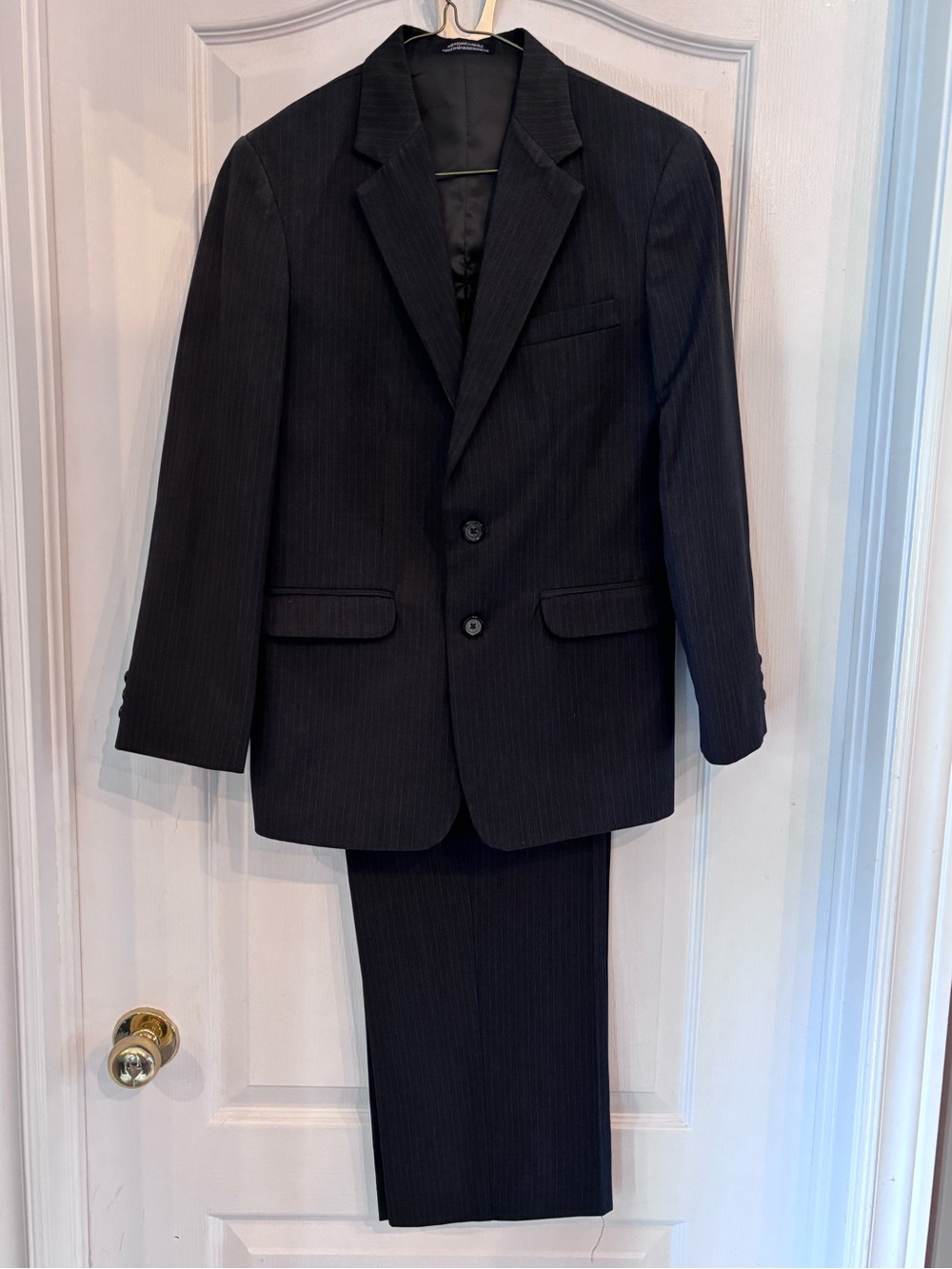 Nautica Boys Black/Charcoal Pinstripe Suit - Blazer & Pants